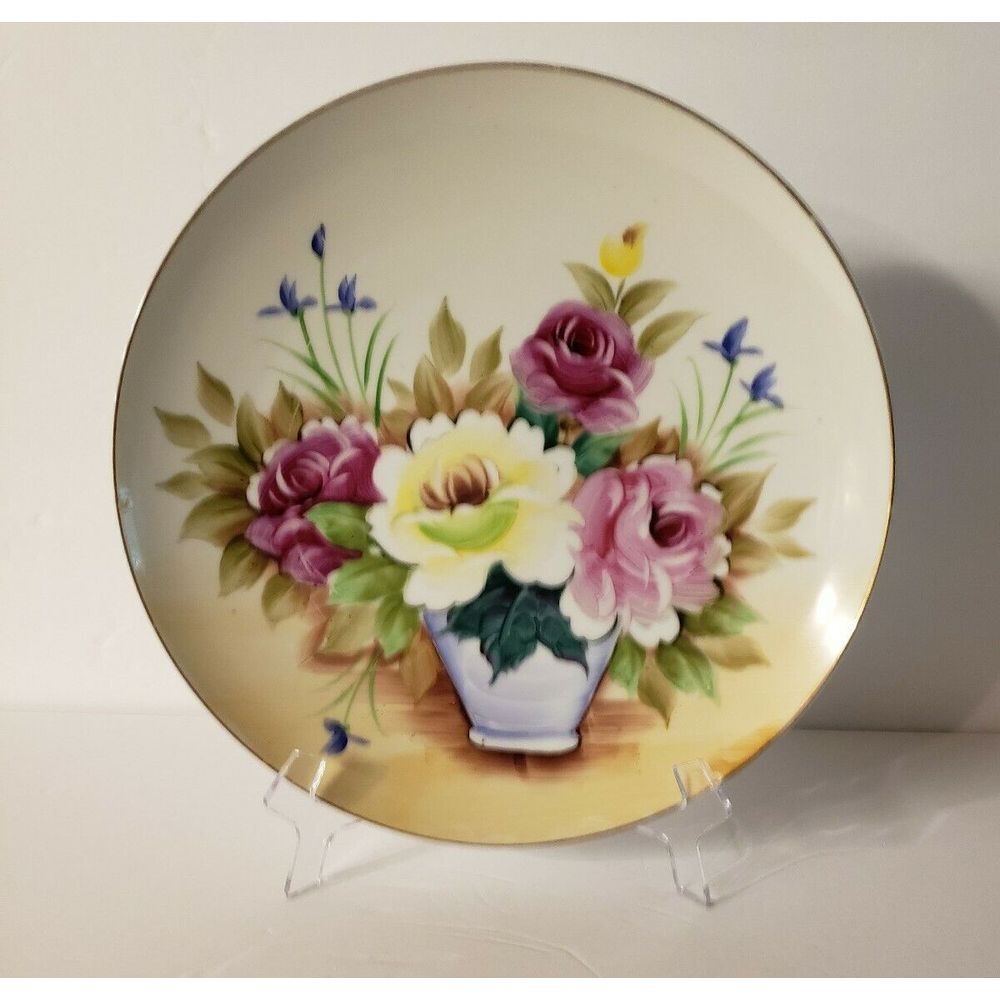 Vintage Will's Japan Decorative‎ Floral China Wall Plate 10 1/4" Hand Painted